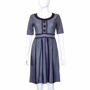 H&M Gray & Black Dress Short Sleeved Lightweight Knee Length Dress